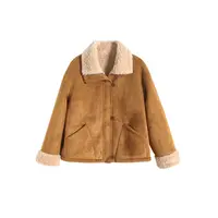 2025冬季新款100%羊毛翻领麂皮绒外套女时尚加厚保暖双面穿DB-CWH