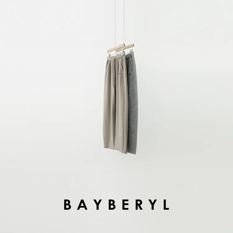 BAYBERYL老贝1P花体字母针织羊毛松紧腰25秋休闲裤XXK5F0247-9/21