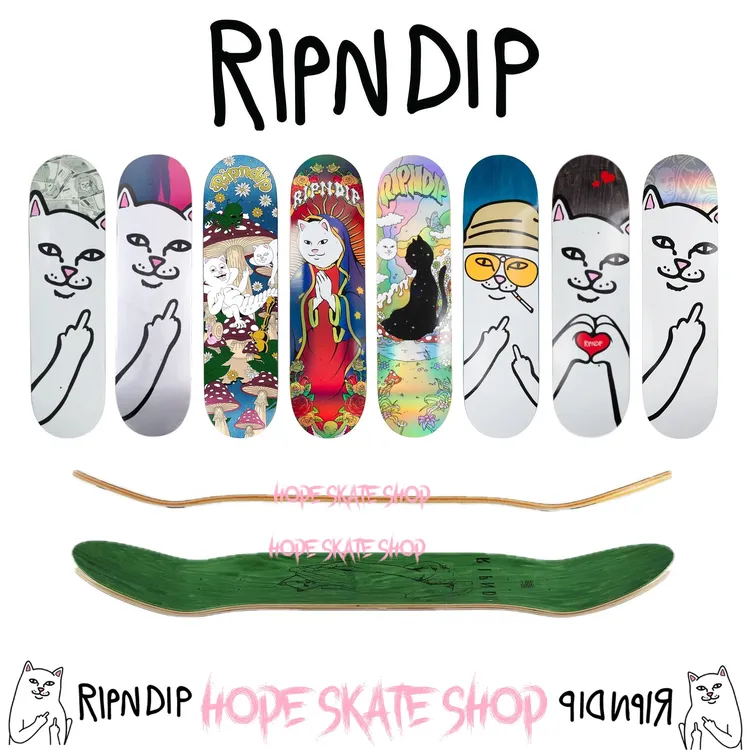 RIPNDIP 中指猫 贱猫专业双翘滑板板面 整板包邮附送ripndip砂纸