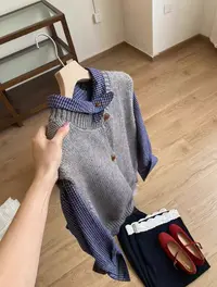 【单马甲】韩系叠穿毛针织马甲开衫女秋季简约百搭无袖外穿背心上衣