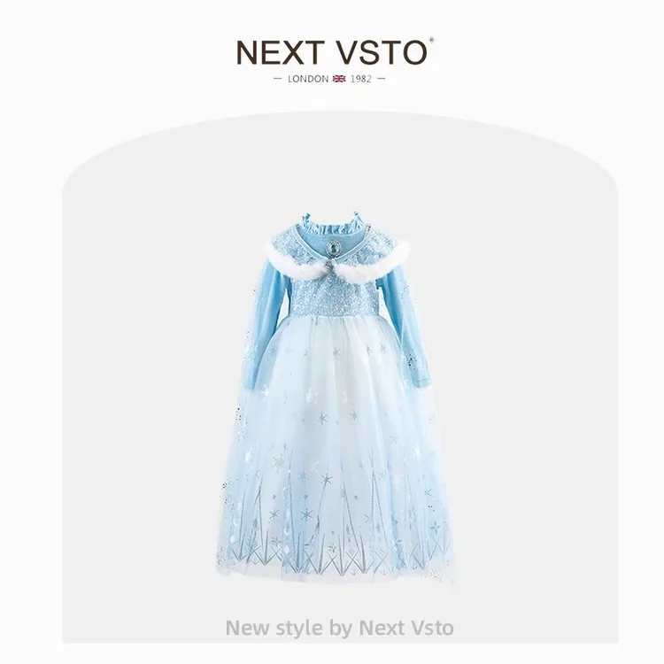 英国NEXT VSTO女童爱莎公主裙春秋冰雪奇缘女宝宝网纱礼服连衣裙