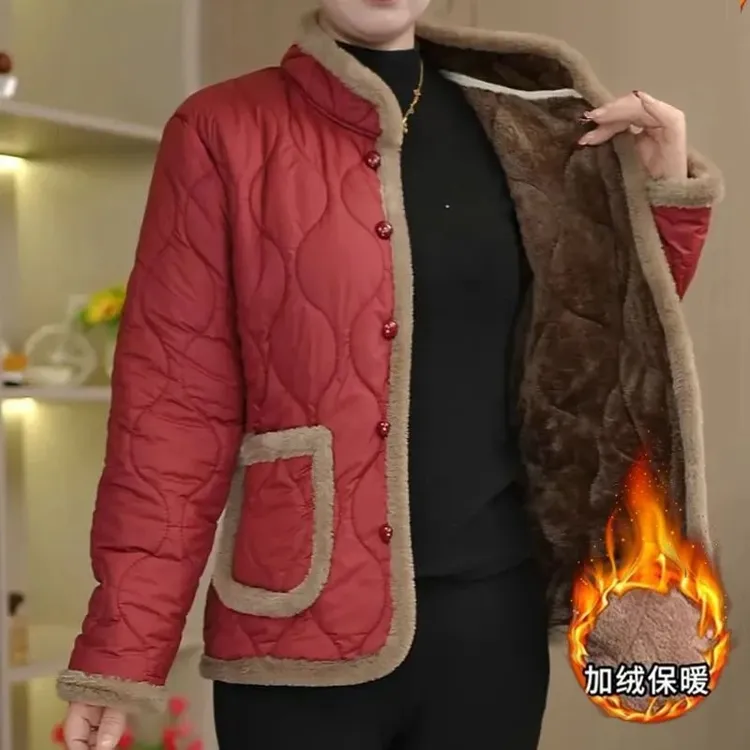 新款妈妈棉袄冬季秋冬加绒时尚中老年休闲棉服加厚外套棉衣保暖