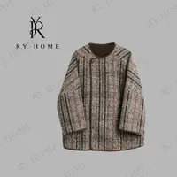 【容雨RYHOME】绵羊毛格纹圆领时尚外套253W2473