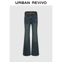 UR2025冬季新款女装复古腰带高腰喇叭牛仔长裤UYV850170#