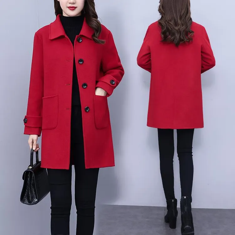 毛呢秋冬外套女2024新款宽松显瘦洋气减龄时尚加厚中长款呢子大衣