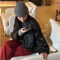 暗黑鹅绒道袍！秋冬蚕丝保暖落肩短款廓形鹅绒服外套FW114009-149