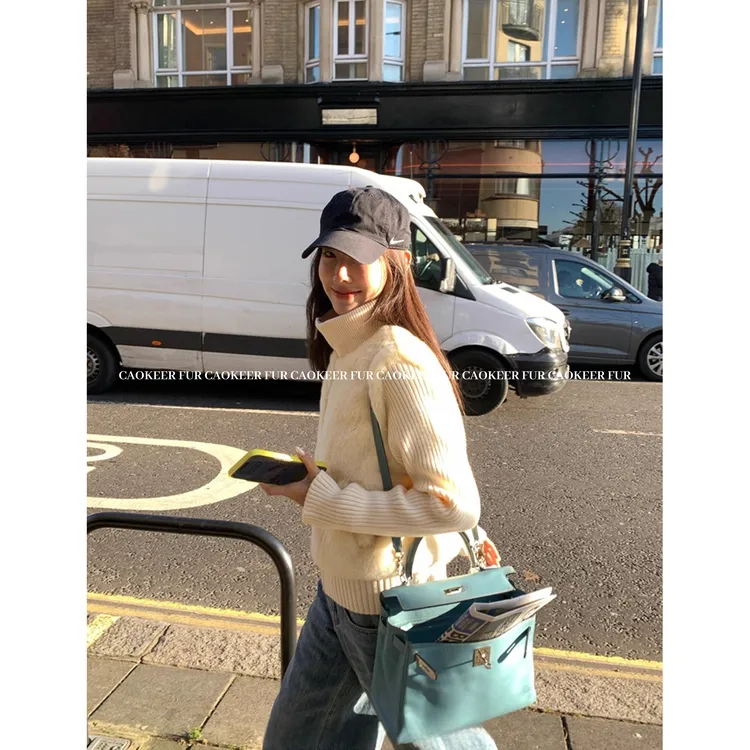 【织影拼辰】CAOKEER曹可儿2025秋冬新款毛毛外套复古假两件8839