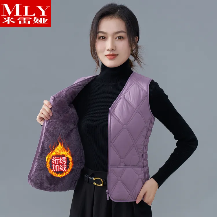 秋冬季新款加绒夹棉马甲女修身爆款马夹内穿贴身加厚时尚保暖背心