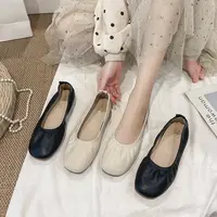 XD261奶奶鞋2025春秋新款软皮一脚蹬低跟鞋晚晚风温柔仙女单鞋