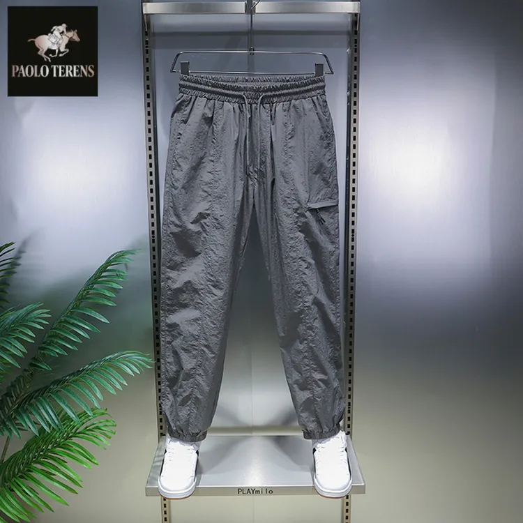 保罗爆款百搭裤子工装冲锋裤潮牌宽松新款夏季美式男裤束脚哈伦裤
