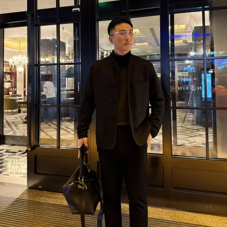 【杰*亚新贵OLDMQNEY】男士新款羊毛混纺伯爵领简约高级套装