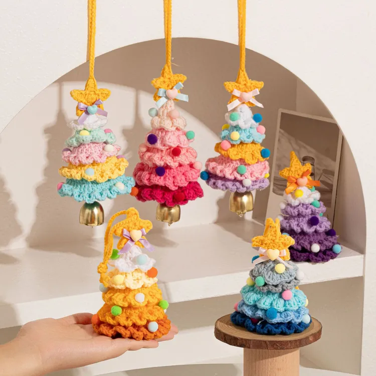 毛线钩织圣诞树挂件圣诞节装饰品创意钩织成品圣诞树小型圣诞装饰