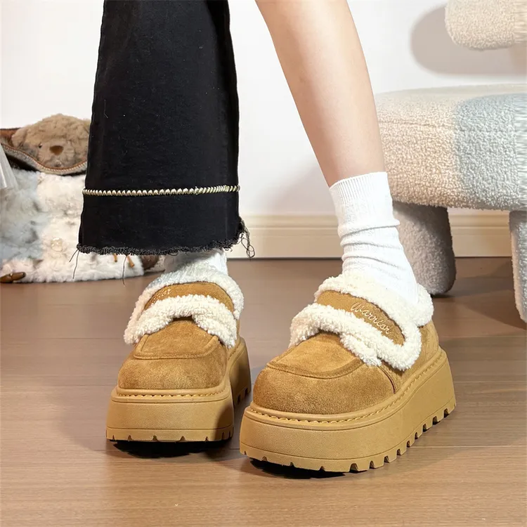 回力冬季加绒大头面包鞋女厚底雪地靴保暖百搭爆款时尚外穿保暖款