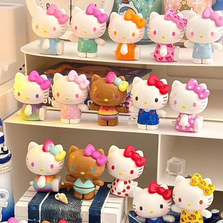 正品Hello Kitty夏日彩虹糖盲盒盲袋凯蒂猫萌粒摆件女生日礼物