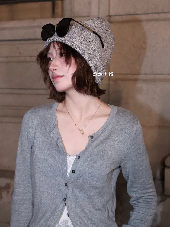 街头风针织冷帽网红休闲针织显脸小时尚简约灰色百搭中性风K038