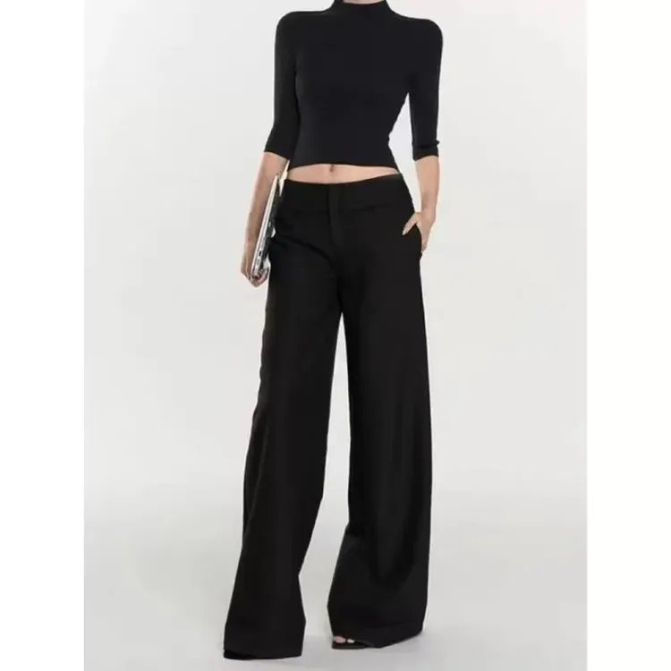 美式慵懒风设计感西装裤女2026春秋时尚气质松弛感休闲百搭阔腿裤