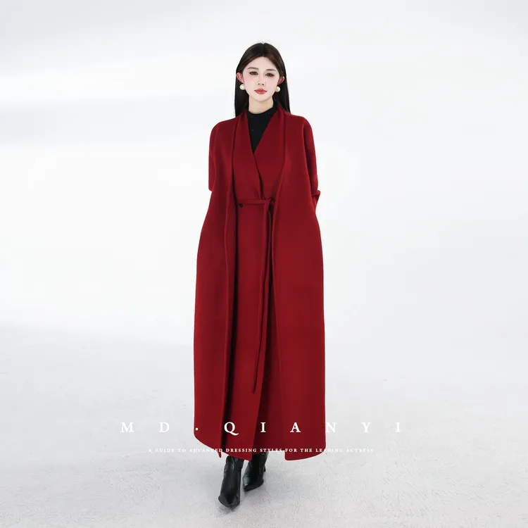 MD定制·杨千亿【红妆点墨】2025秋冬时尚显瘦气质保暖羊毛毛呢外套