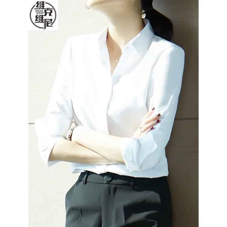 设计感白色职业衬衫女设计感小众2025年春秋季新款高级感气质正装