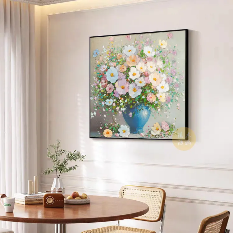 【黎总】春日花束手工肌理油画客厅餐厅沙发背景墙油画装饰画法式