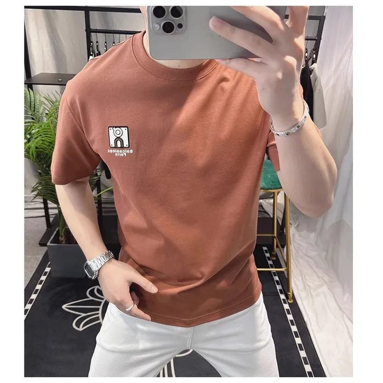 维多利亚时尚设计感短袖T恤男士夏季薄款痞帅休闲圆领半袖体恤潮