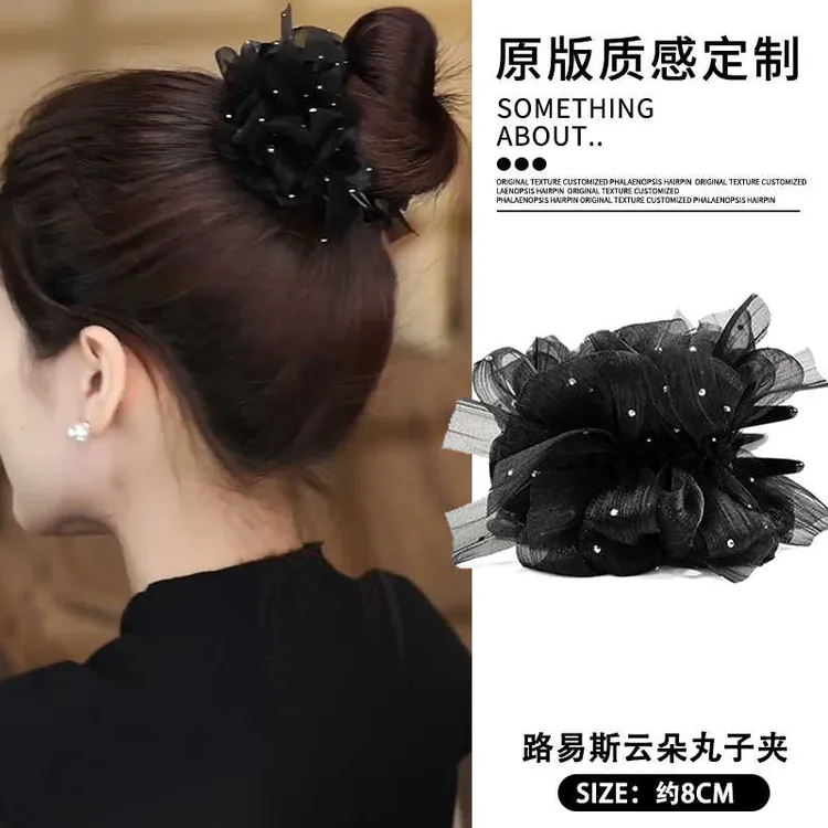 豆薯家巴黎王妃路易斯发夹新款时尚花朵抓夹蓬松显发量蝴蝶结发夹