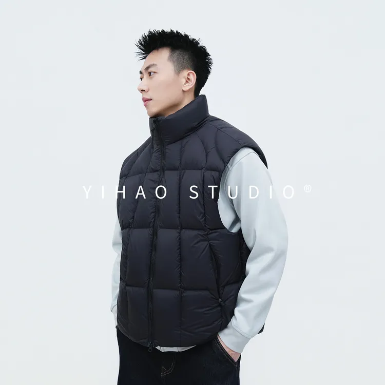 YIHAO STUDIO秋冬男款云感90白鸭绒羽绒马甲保暖休闲无袖羽绒服