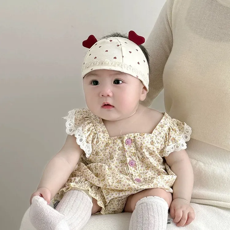 婴儿帽子夏季薄款护囱门胎帽女宝宝公主空调居家帽遮阳囟门空顶帽