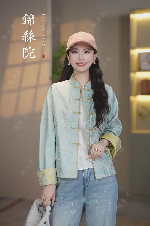 锦丝院【金镶翠】双色宋锦罗双面穿秋款新中式花萝外套WTC67182601
