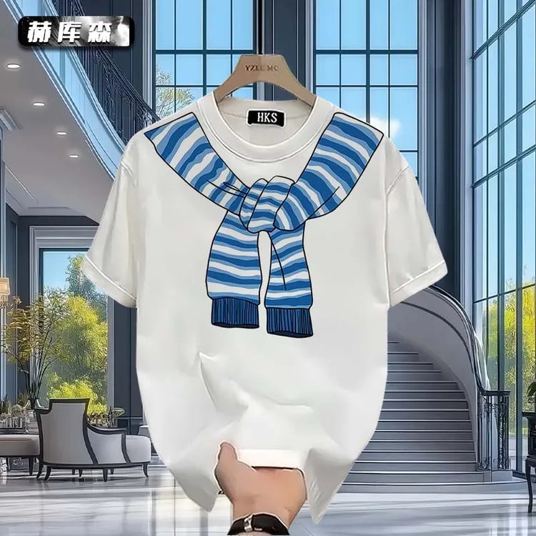 赫库森时尚港风纯棉短袖男士T恤夏季潮牌重磅宽松透气半袖上衣服