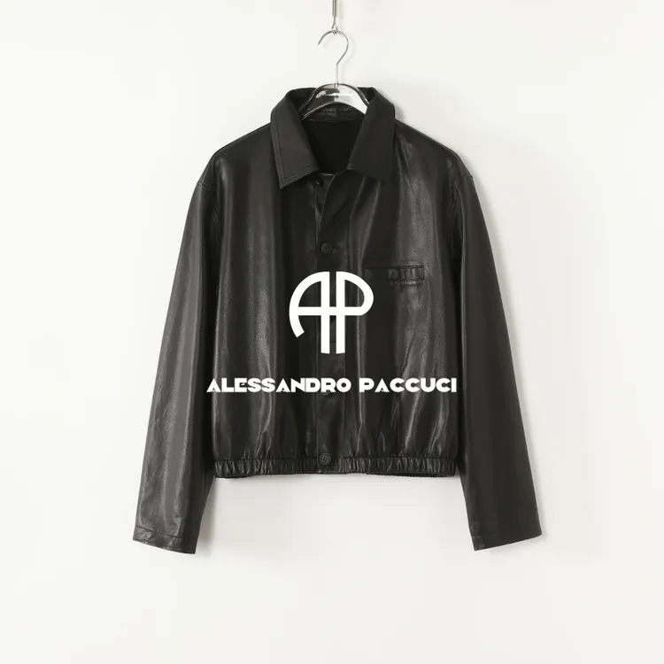 AP洛哥53060PY【墨色剪影】黑标/无涂植鞣羊皮翻领休闲时尚短皮衣