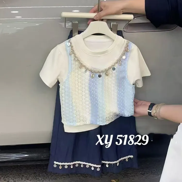 2025年新款2件套女童牛仔时尚夏季宽松