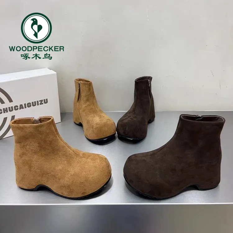 啄木鸟复古内增高小个子马丁靴女2025秋冬新款百搭休闲勃肯短靴女