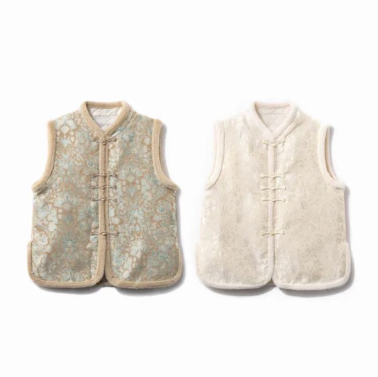 新中式立领马甲厚款秋冬绣花马夹冬季保暖