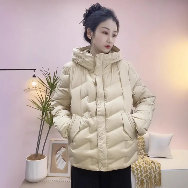 286时尚休闲韩版百搭短款连帽纯色羽绒服5286/GP