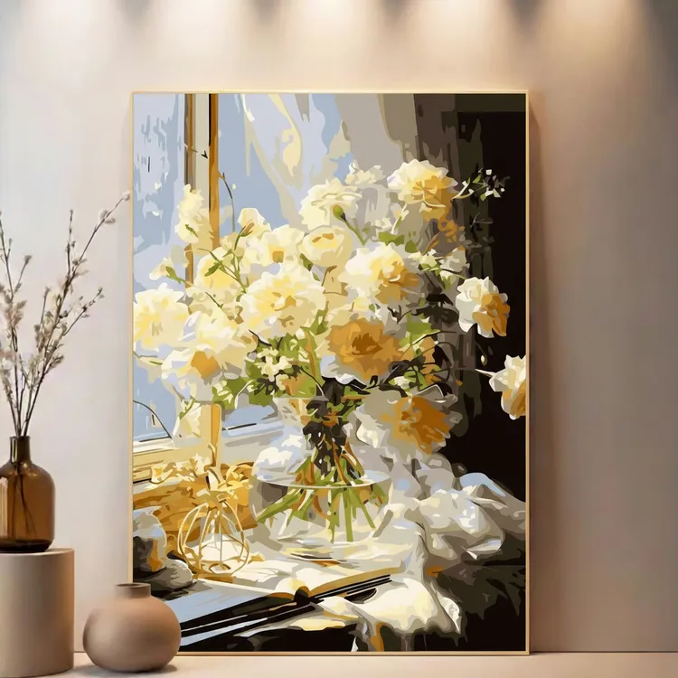 数字油画diy油彩画填色花卉窗花生日礼品手工diy油画填充现代简约