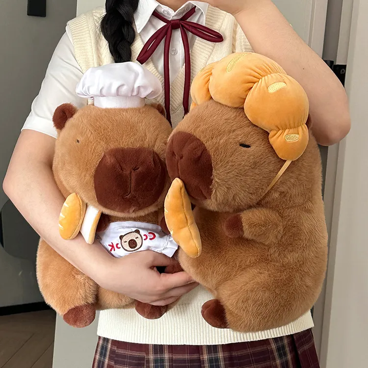 厨师卡皮巴拉玩偶可爱水豚毛绒玩具公仔女孩睡觉抱枕娃娃生日礼物