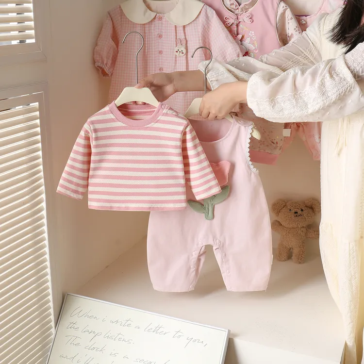 女童套装秋装2025新款洋气儿童长袖上衣宝宝背带衣服春秋婴儿童装