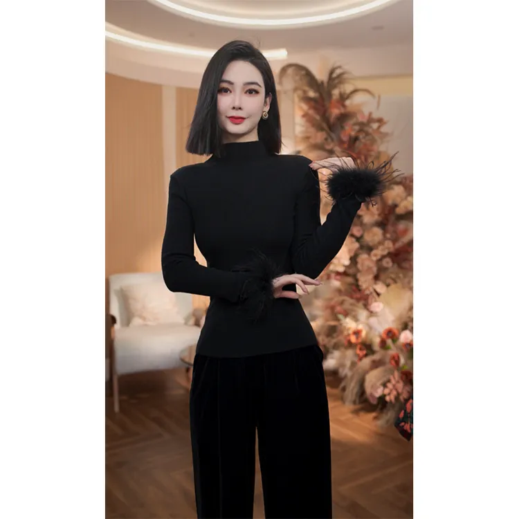 格娜秋冬新款精致半高领打底衫百搭时尚纯色保暖内搭女士打底衫