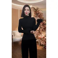 格娜秋冬新款精致半高领打底衫百搭时尚纯色保暖内搭女士打底衫