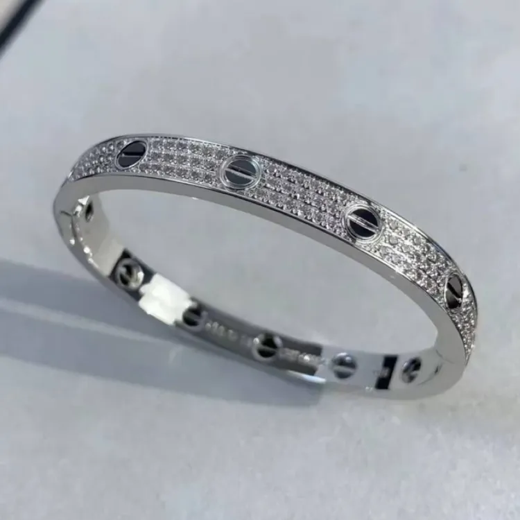 铜合金合成锆石手镯 高版满天星黑钉卡扣手镯