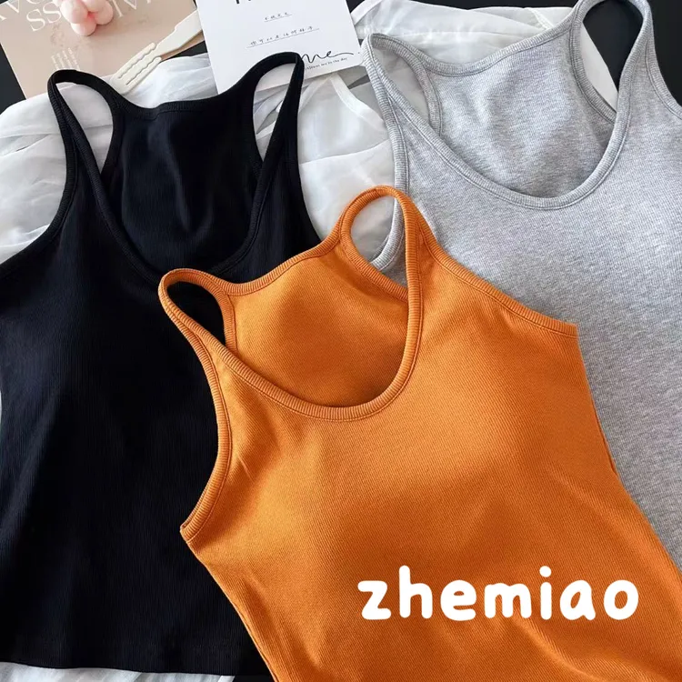zhemiao早秋新款显瘦带胸垫吊带背心修身一体杯内搭可外穿588