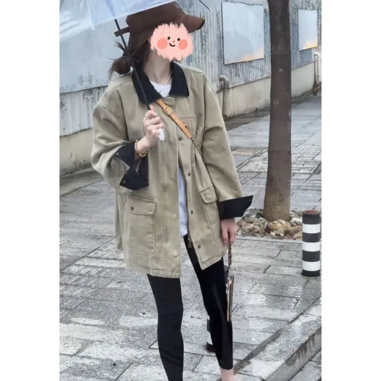 新款 2025秋季韩系休闲宽松简约基础撞色百搭洋气显瘦上衣外套