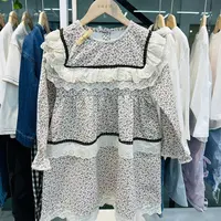 【林姐生活】女童蕾丝碎花时尚娃娃领翻领连衣裙