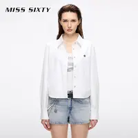 Miss Sixty2025秋新款长袖衬衫女宽松翻领唇印刺绣含桑蚕丝流光风