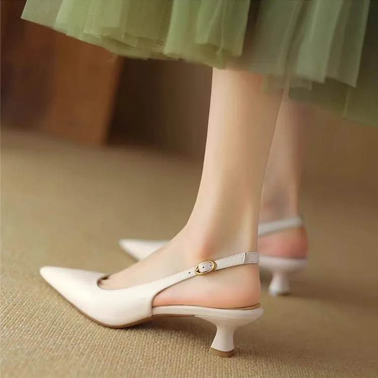 断码清仓小跟低包头凉鞋女2025爆款尖头单鞋配裙子低跟时尚高跟鞋