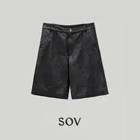 SOV "菱格短裤"  奢级定制手工压菱格 高端绵羊皮皮中裤