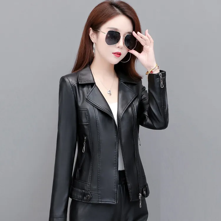 【断码清仓】2025春季新款时尚显瘦女士韩版修身海宁真皮皮衣外套