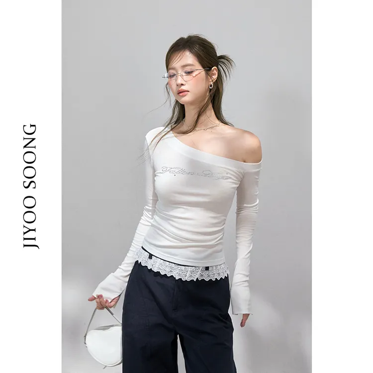 JIYOOSOONG|天丝羊毛施华洛异形闪钻斜肩长袖女装禅意仙气飘飘