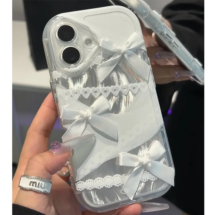 适用梦幻立体蝴蝶结苹果16promax手机壳华为oppovivo小米简约创意
