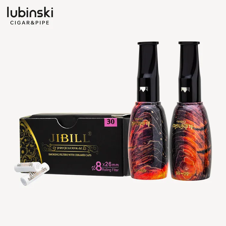 LUBINSKI大口径树瘤彩木雪茄烟嘴 8mm陶瓷滤芯 YJA-13045